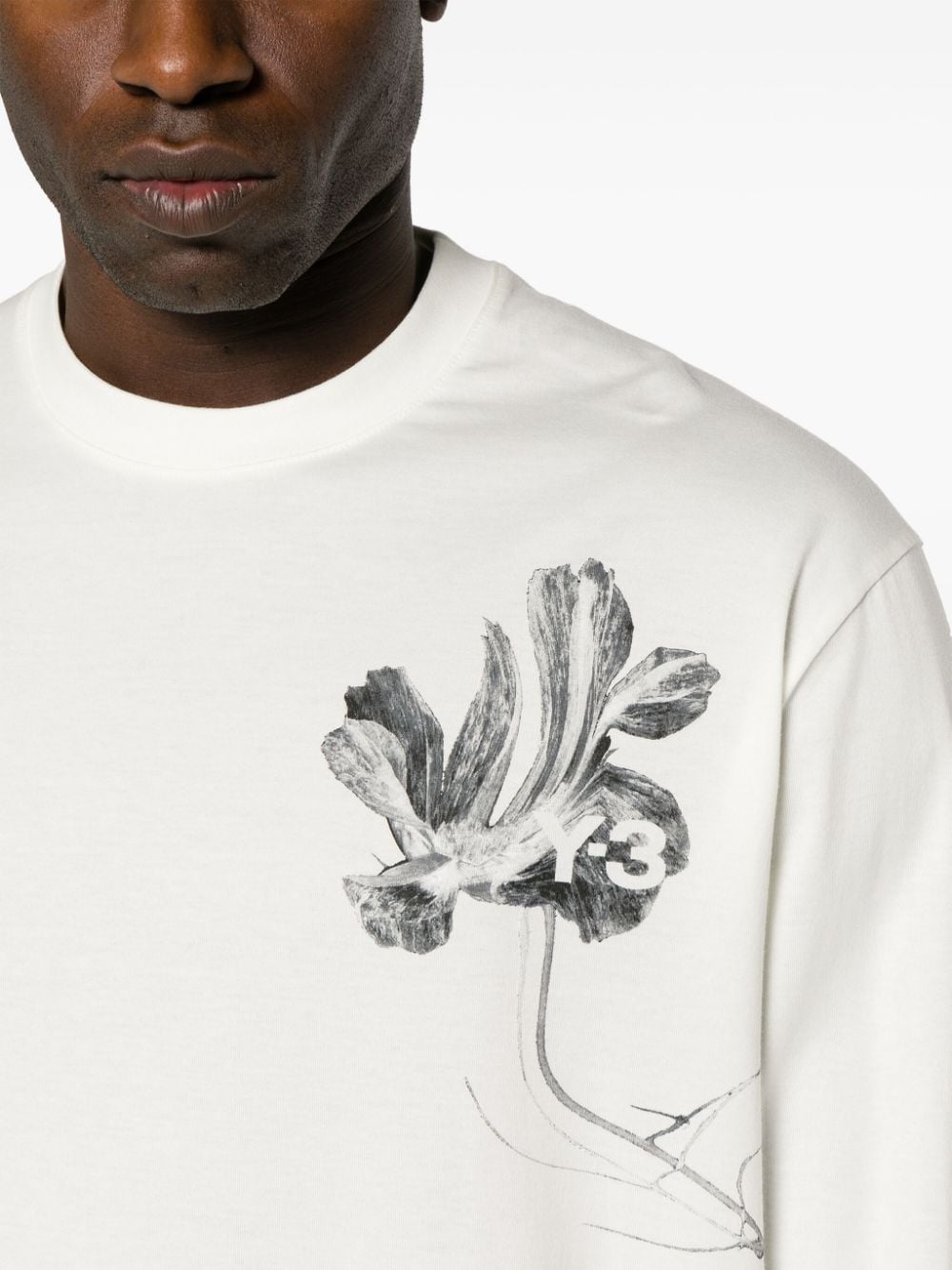 Shop Y-3 Gfx Floral-print Cotton T-shirt In White
