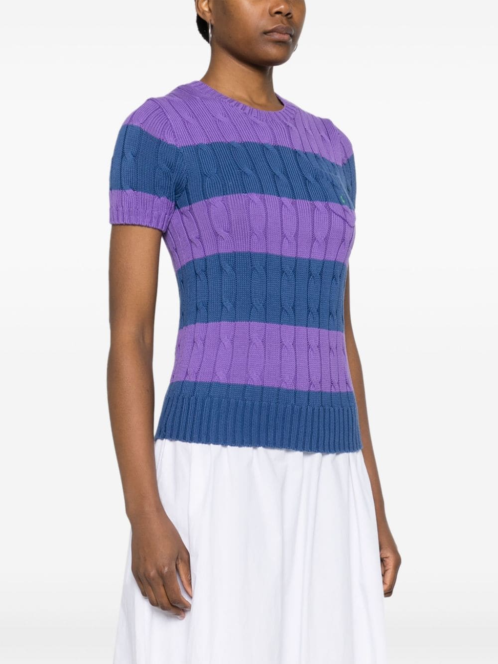 Shop Polo Ralph Lauren Colour-block Knit Top In Purple