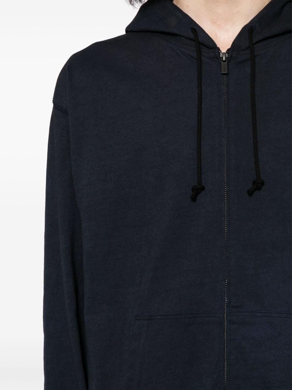 Shop Yohji Yamamoto Zip-up Cotton Hoodie In Blue