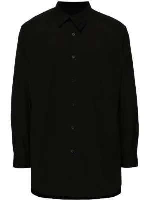 Yohji Yamamoto Asymmetric Cotton Shirt | Black | FARFETCH