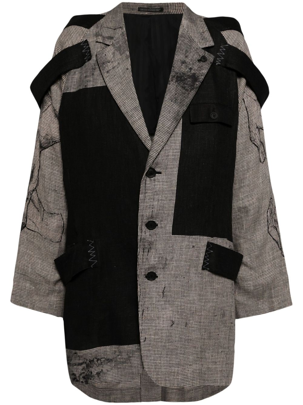 Yohji Yamamoto layered-design linen blazer Wit