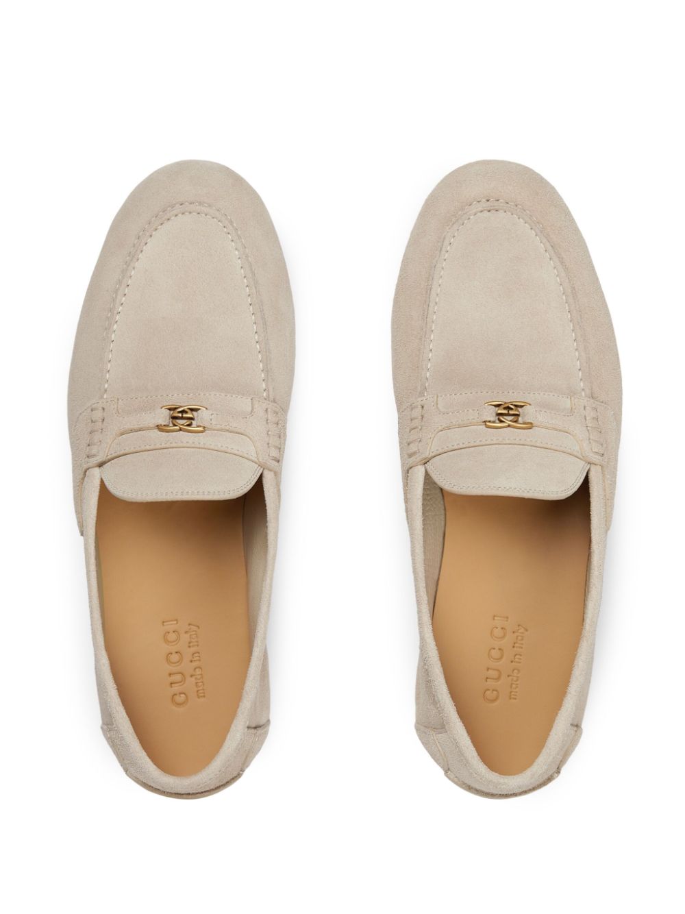 Shop Gucci Interlocking G Suede Loafers In Nude