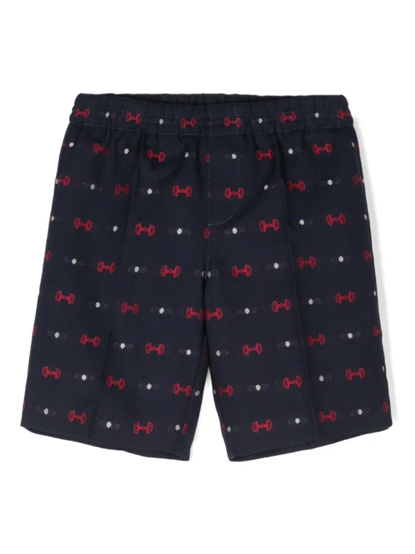 Gucci Kids Horsebit print Shorts Blue FARFETCH CA