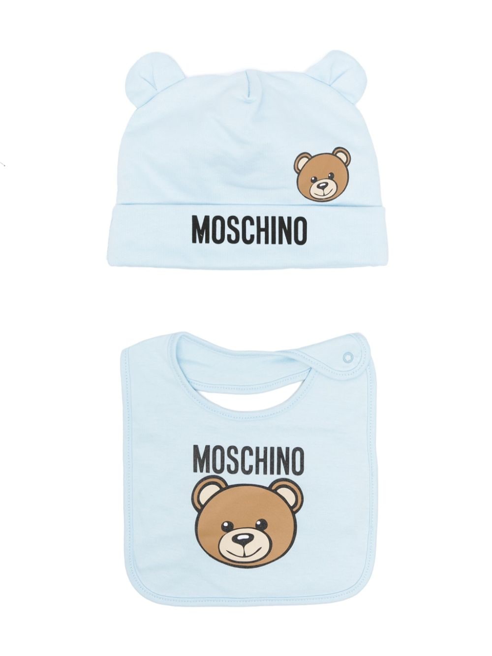Moschino Babies' Teddy Bear 图案绒球套头帽套装 In Blue