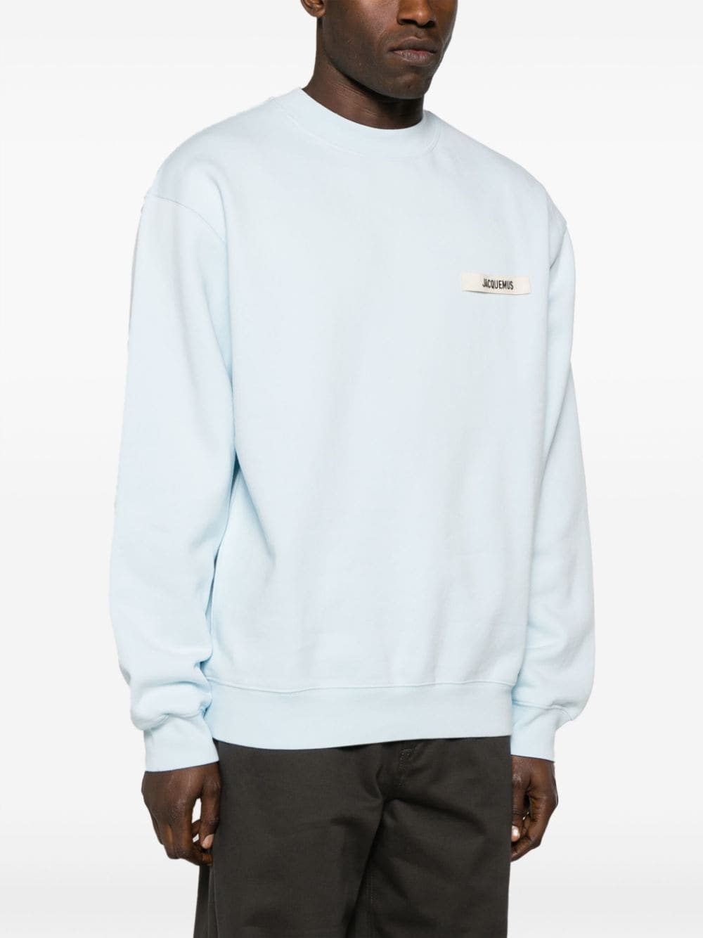 Shop Jacquemus Logo-grosgrain Cotton Sweatshirt In Blue