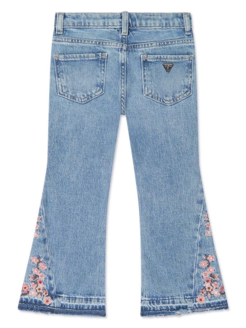 Shop Guess Floral-embroidery Flared Jeans In Blue