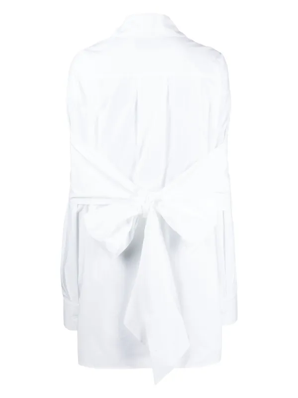 Kimhekim rear-tie Cotton Shirt Dress | White | FARFETCH JO