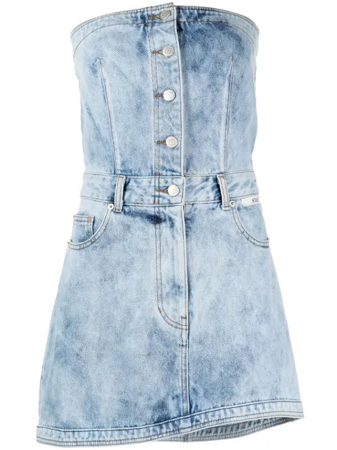 Kimhekim vestido corto de mezclilla con efecto lavado
