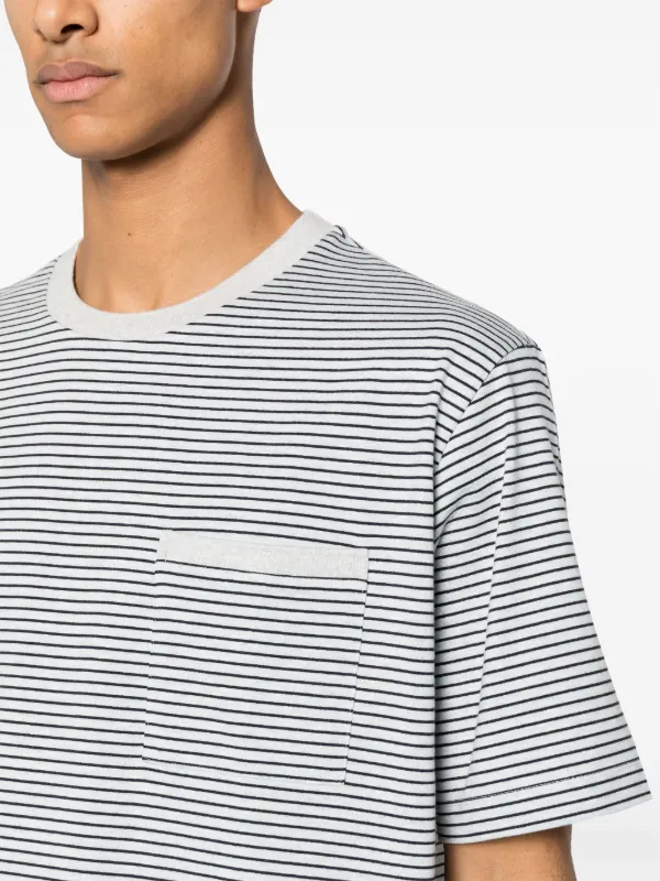 Thom Browne logo-patch Striped T-shirt | Blue | FARFETCH