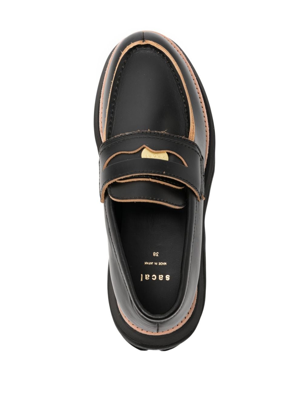 Shop Sacai Coin-detail Leather Loafers In Black