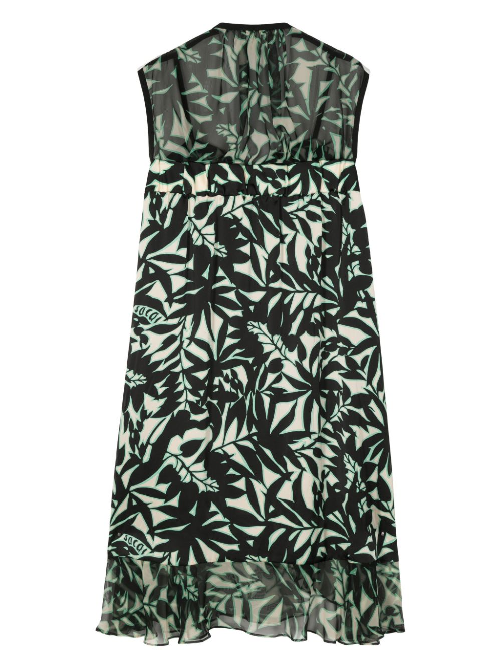 Shop Sacai Leaf-print Panelled Dress In Black