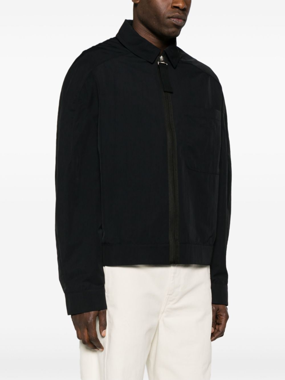 Shop Jacquemus Logo-embossed Cotton Shirt Jacket In Black