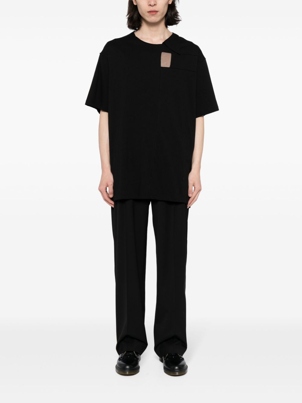 Yohji Yamamoto Katoenen T-shirt met uitgesneden details - Zwart