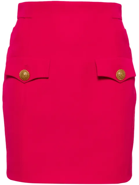 Balmain button-embellished virgin-wool miniskirt