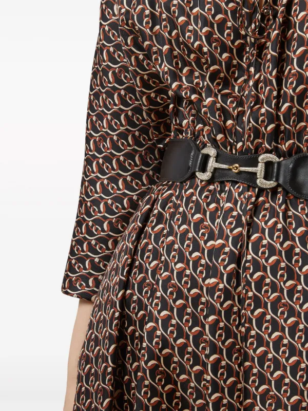 Gucci Interlocking G chain print Silk Dress Farfetch