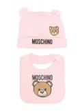 Moschino Kids Teddy Bear-motif pompom beanie set - Pink