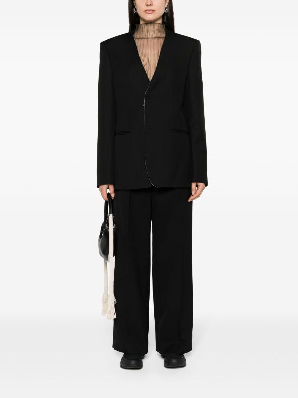 MM6 Maison Margiela Collarless single-breast Blazer - Farfetch