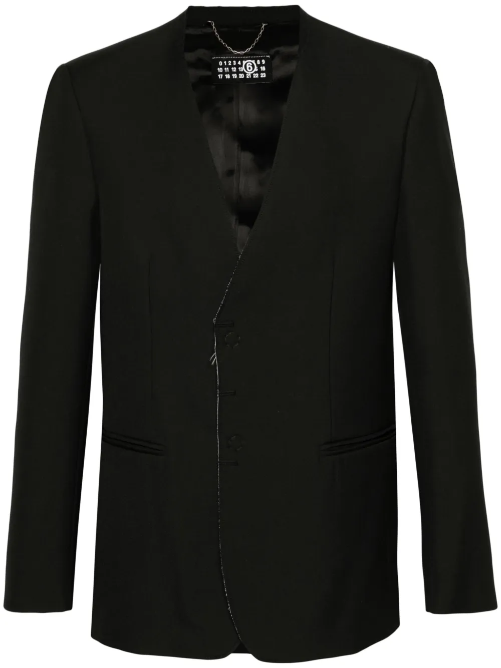 MM6 Maison Margiela Kraagloze blazer met enkele rij knopen Zwart