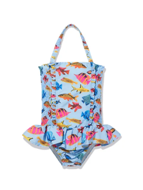 Rachel Riley tropical-fish ruched swimsuit