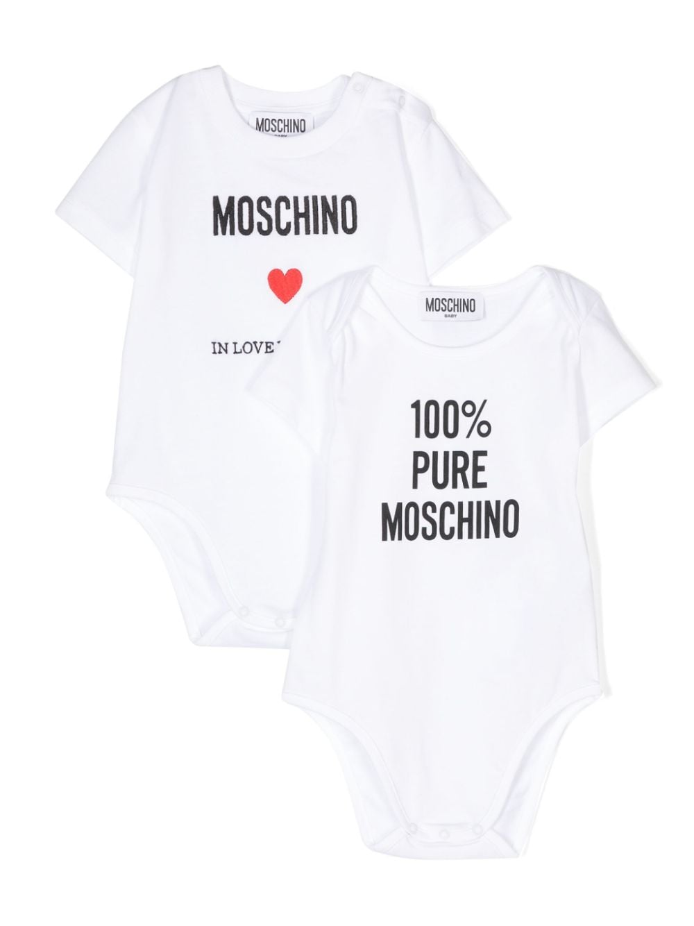 moschino kids body en coton à logo brodé - blanc