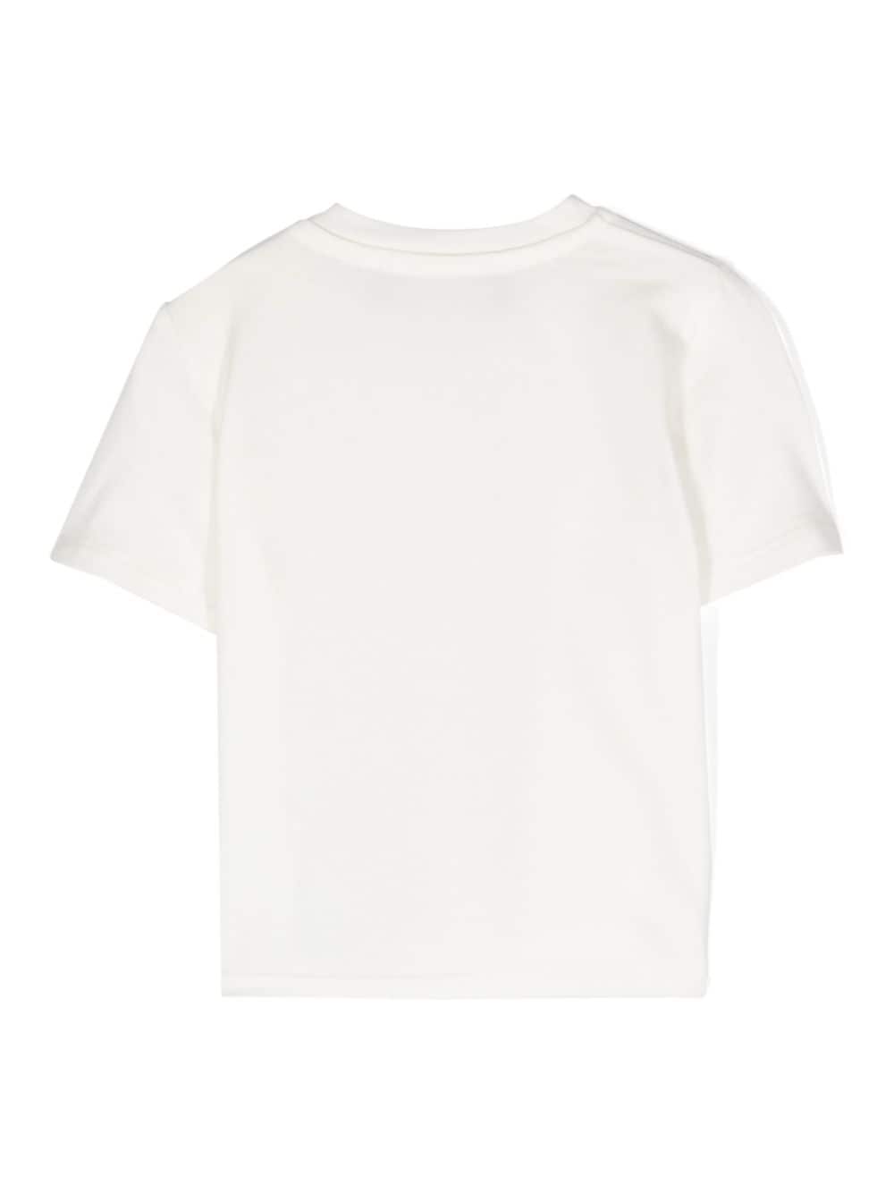 Versace Kids T-shirt van katoenblend met logoprint Wit