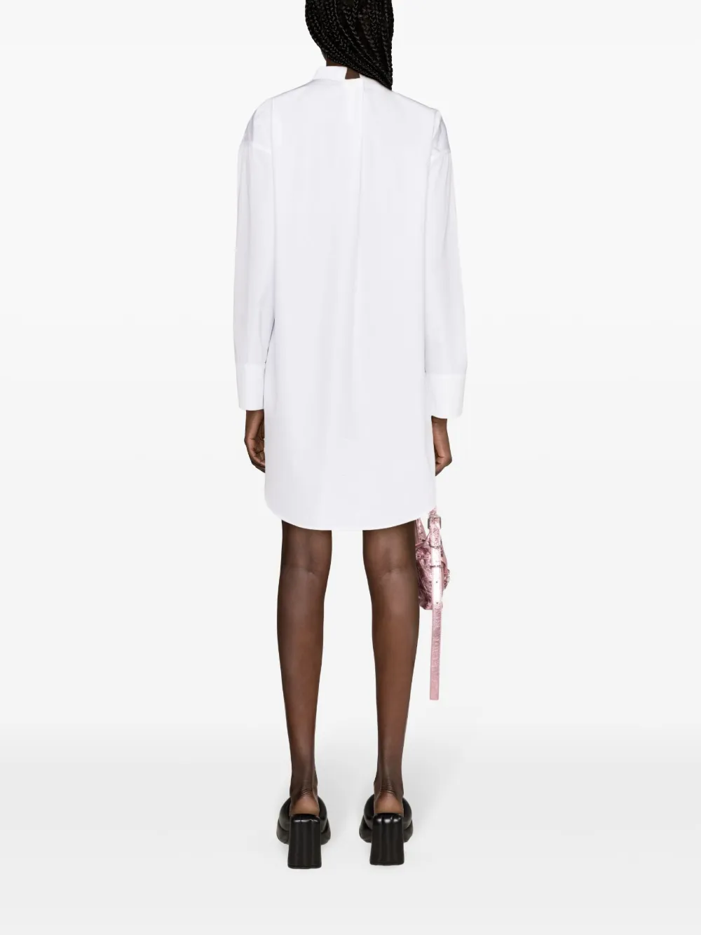 Shop Givenchy Stand-up Collar Shirt Minidress In White