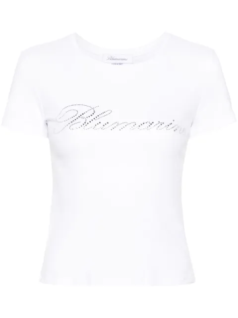 Blumarine rhinestoned-logo cotton T-shirt