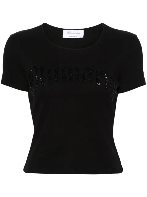 Blumarine playera de canalé con detalles de strass