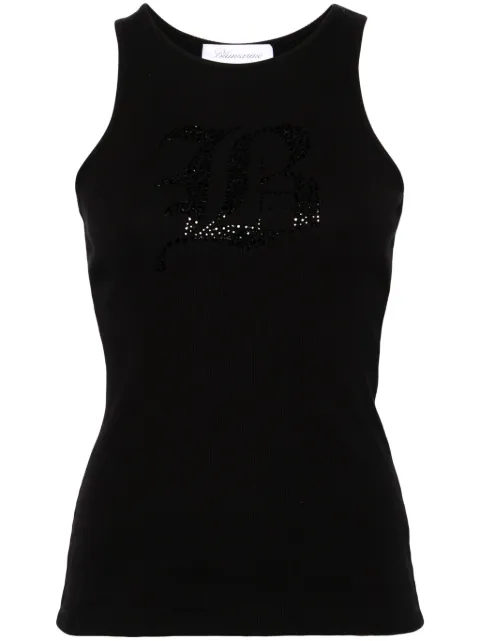 Blumarine rhinestoned ribbed-knit tank top