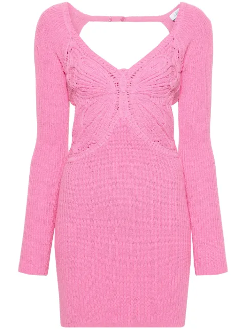 Blumarine butterfly-embroidered knitted minidress