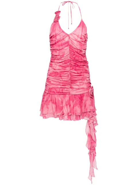 Blumarine ruffled python-print minidress