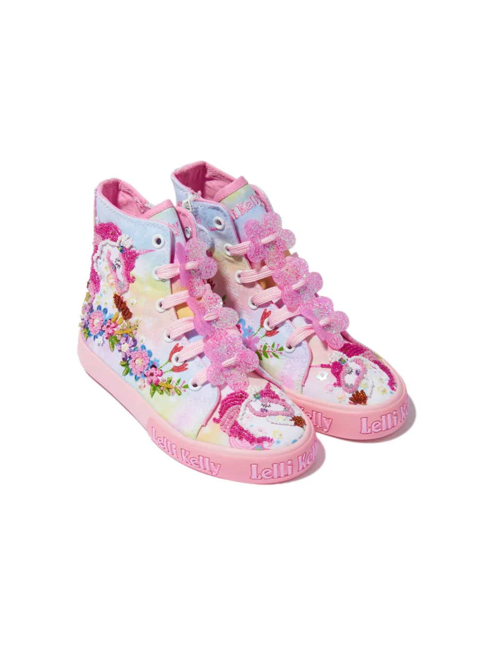 Lelli Kelly unicorn-print lace-up sneakers - Roze