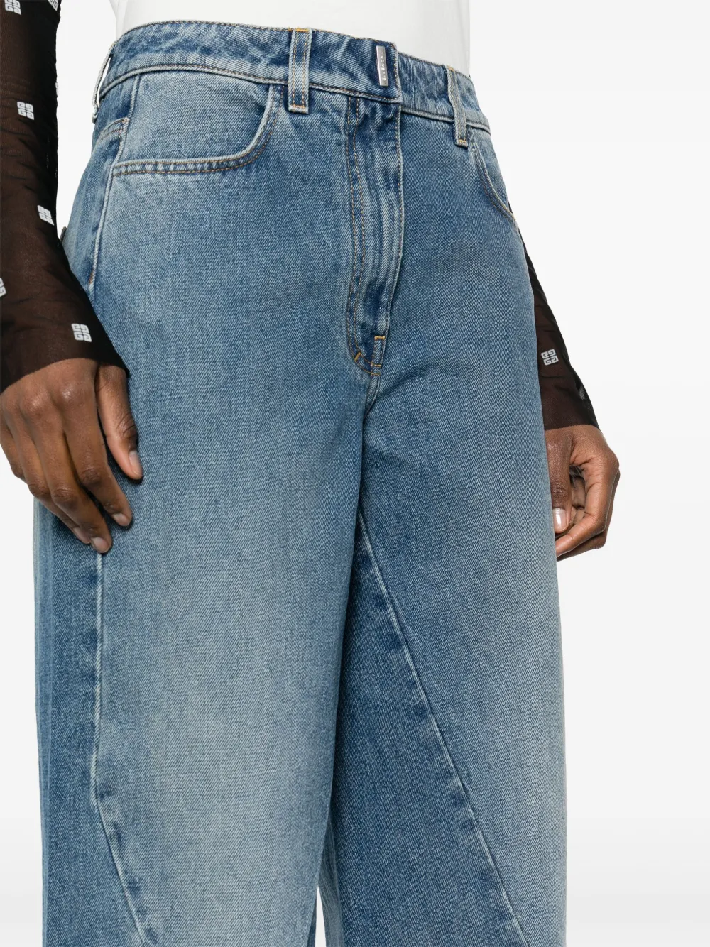 Shop Givenchy Mid-rise Wide-leg Jeans In Blue