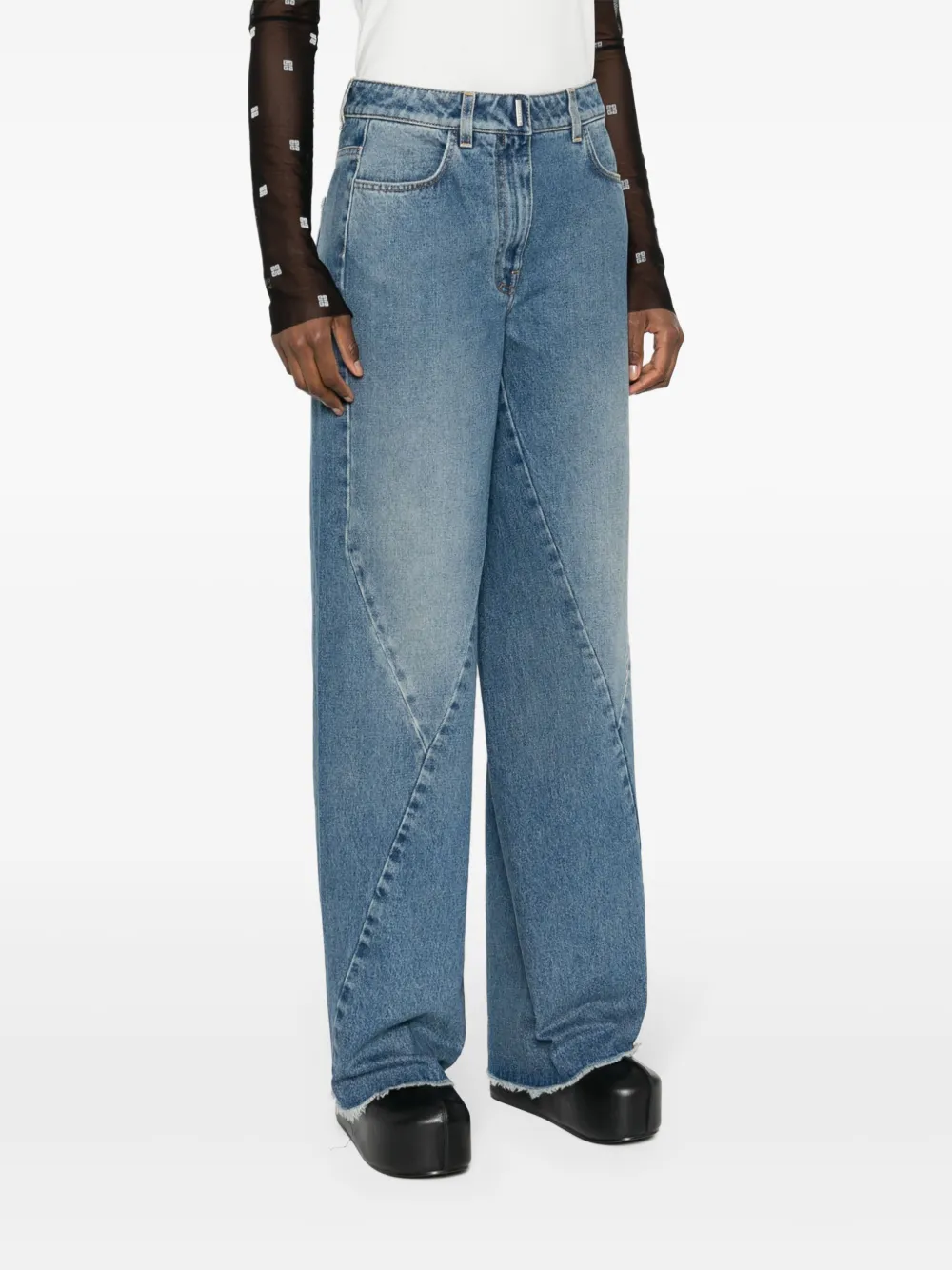 Shop Givenchy Mid-rise Wide-leg Jeans In Blue