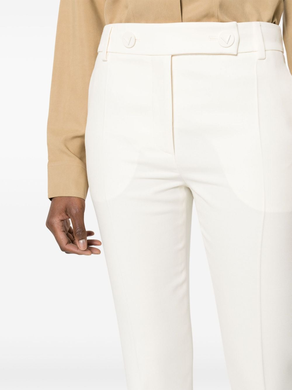 Shop Valentino Logo-lettering Trousers In Neutrals