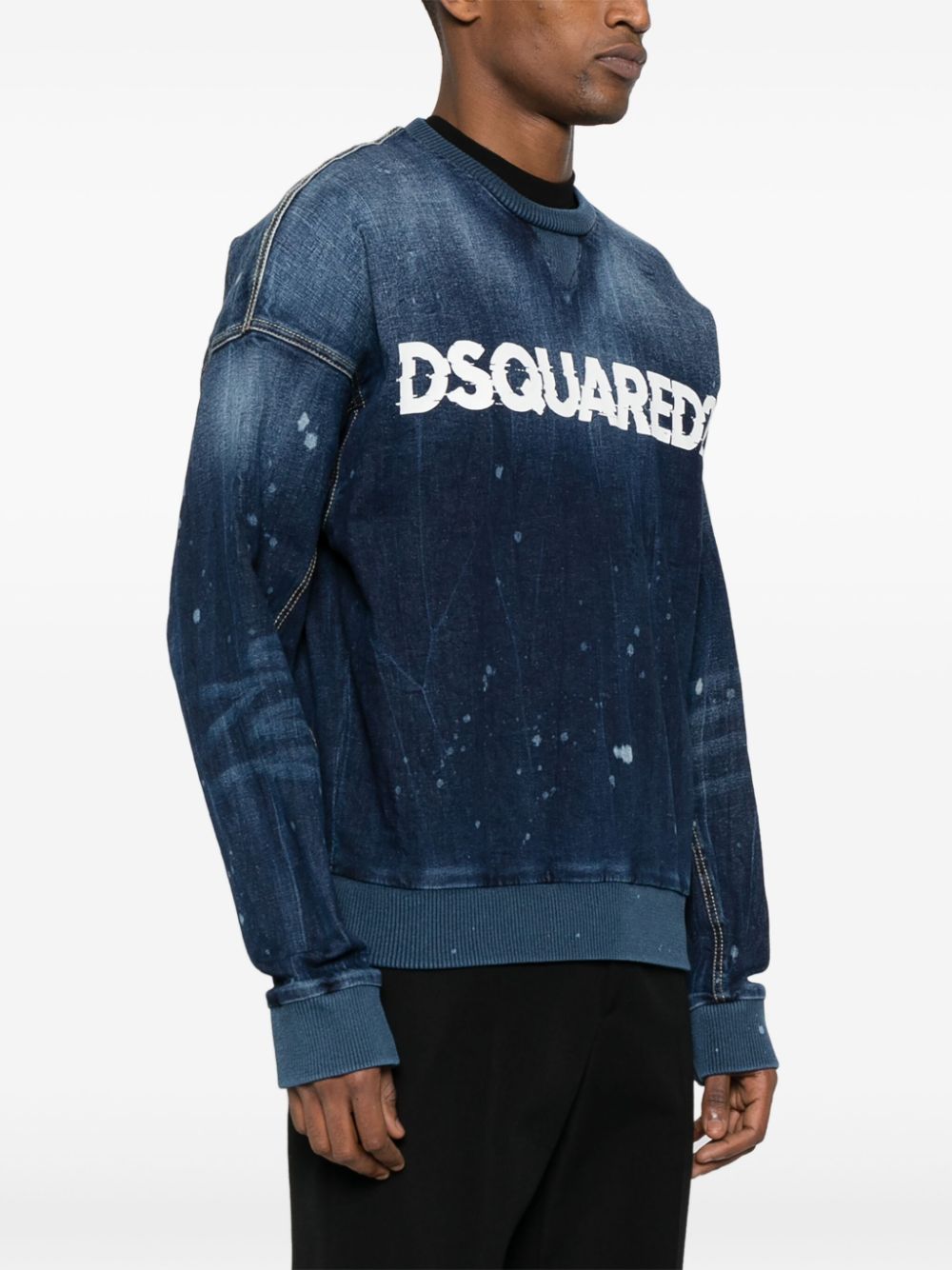 Shop Dsquared2 Cipro Denim Sweatshirt In Blue
