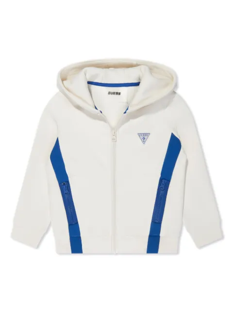 guess kids logo-patch striped hoodie