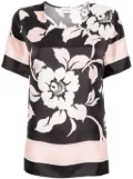 P.A.R.O.S.H. floral-print silk top - Black
