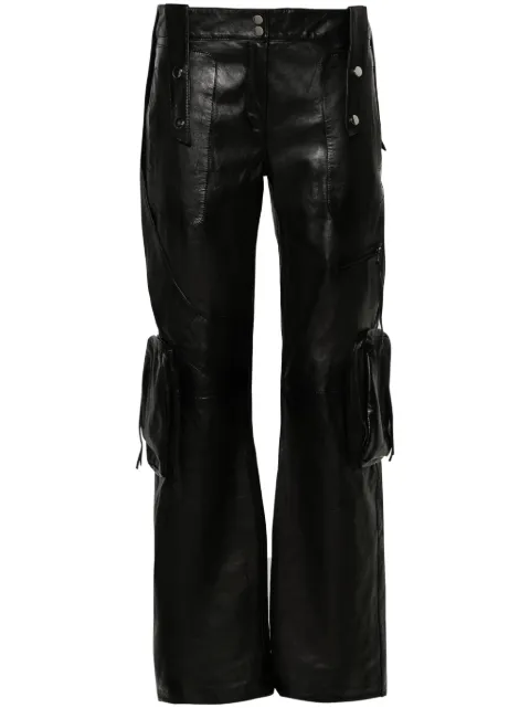 Blumarine straight-leg leather cargo trousers