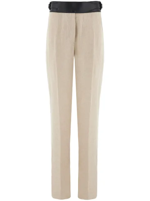 Ferragamo contrast-belt tailored linen trousers