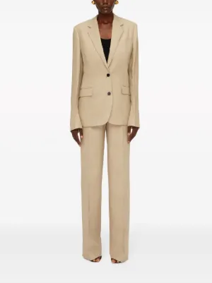 パンツ FERRAGAMO Woman Pants White 13E908 773765 005 Ferragamo White Creased Leather Pants Salvatore Ferragamo