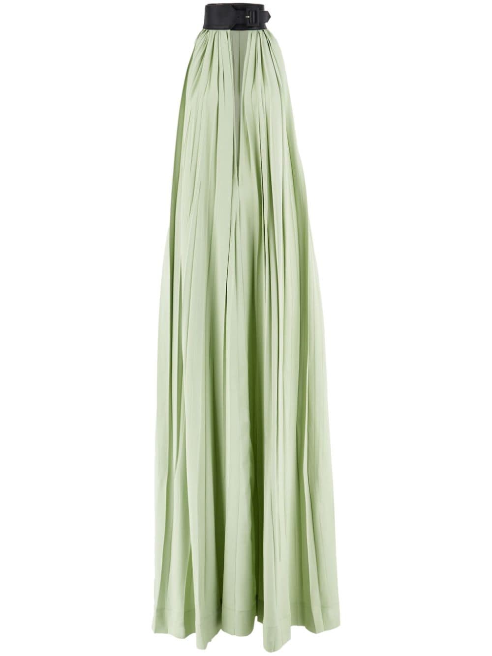 Shop Ferragamo Collar-detailed Maxi Dress In Green