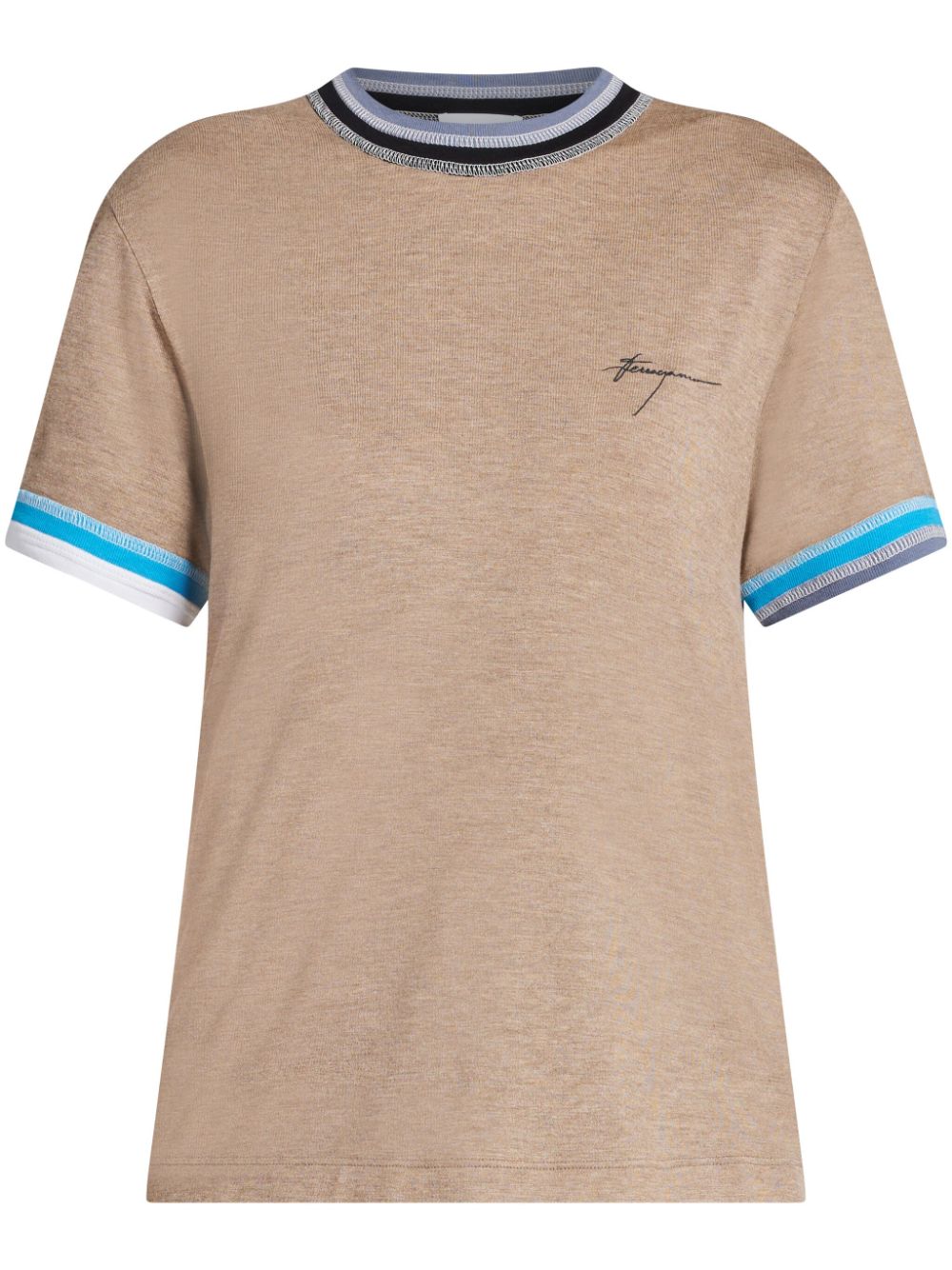 Ferragamo T-shirt with contrasting trim - Neutrals