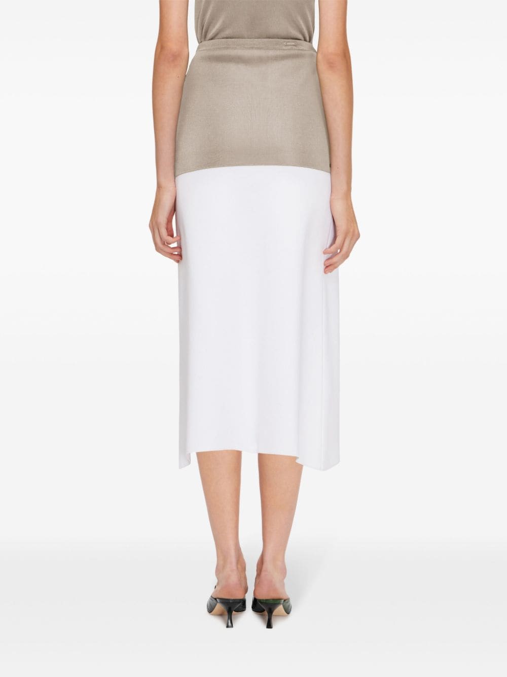 Shop Ferragamo Two-tone High-waisted Skirt In White