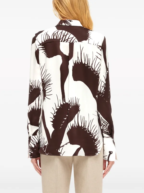 Ferragamo Venus-print Silk Shirt | Brown | FARFETCH