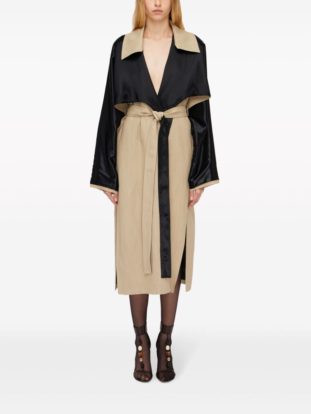 Shop Ferragamo Layered Belted Trench Coat In Neutrals