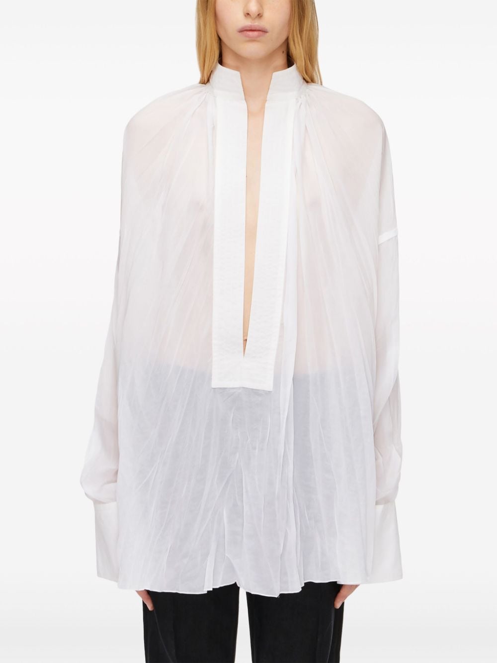 Shop Ferragamo Kaftan Silk-blend Shirt In White