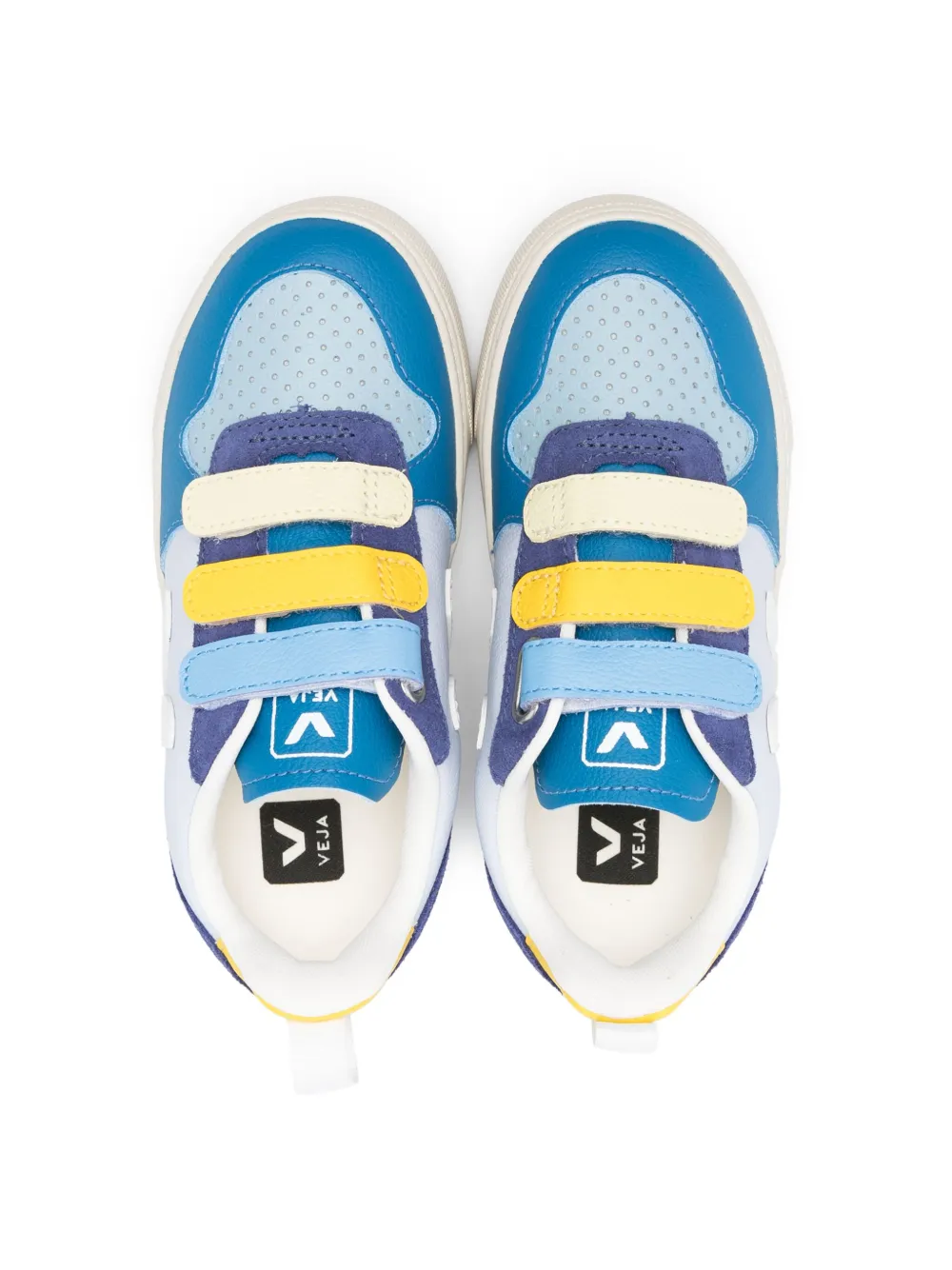 Shop Veja Logo Appliqué Touch-strap Sneakers In Blue