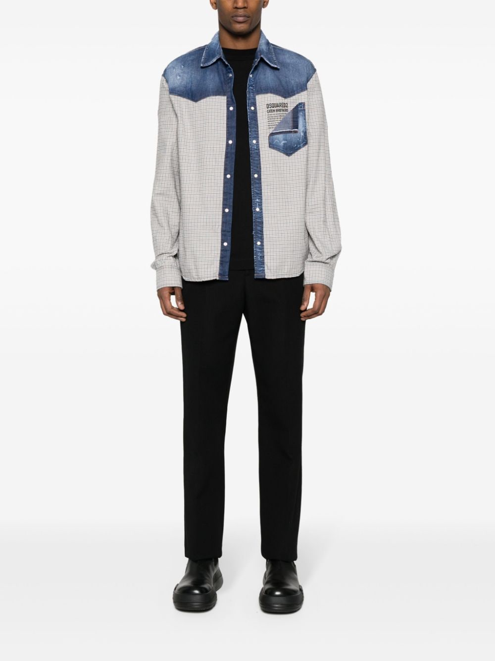 Shop Dsquared2 Street Mixed Shirt In Blue