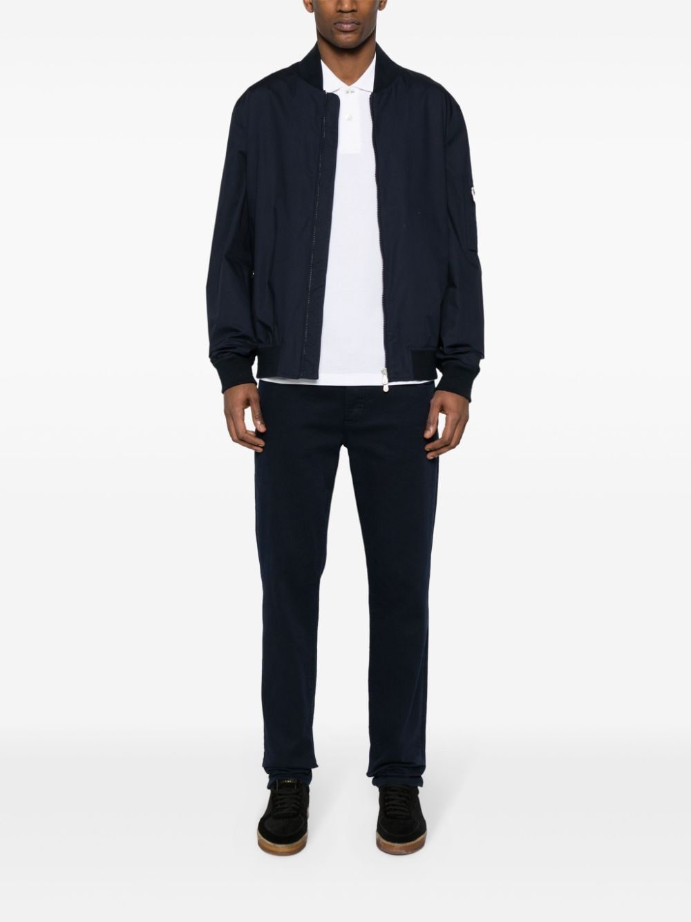 Shop Brunello Cucinelli Poplin Bomber Jacket In Blue